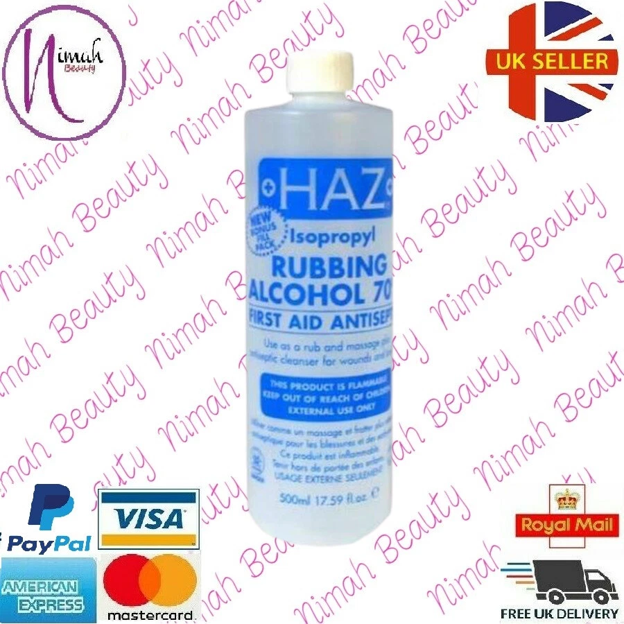 HAZ Isopropyl Rubbing Alcohol 70% First Aid Antiseptic Pack of 1,2,3,6,12 (500ml