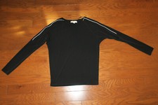 S MICHAEL KORS DRI FIT FANCY TOP ZIP LONG SLEEVE PULL ON BLACK GREAT