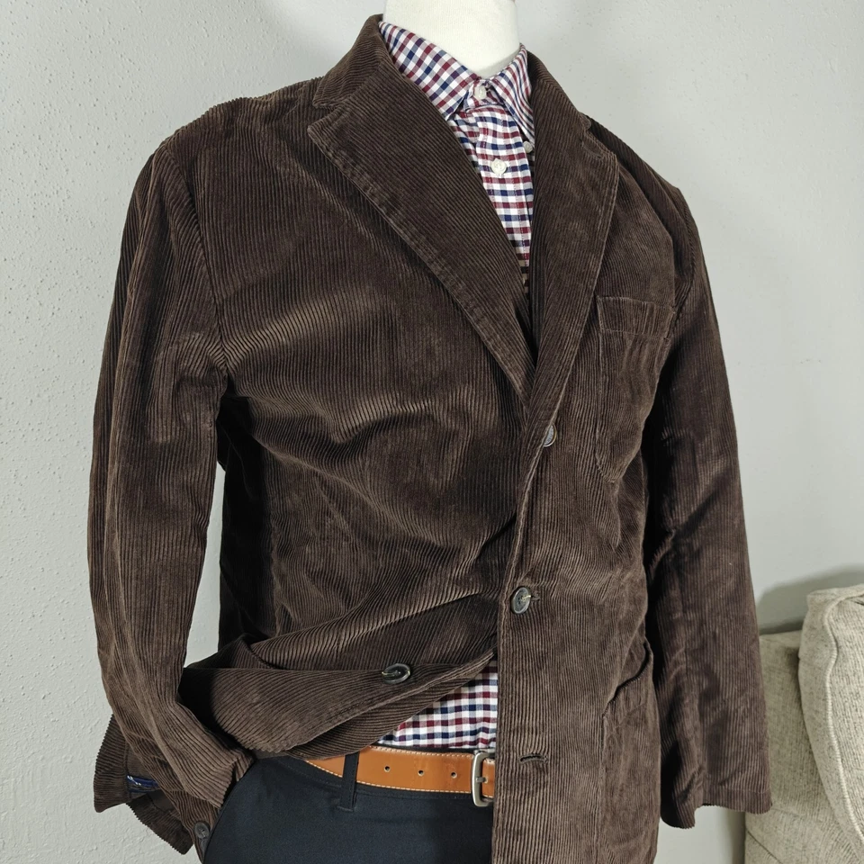 Abrigo Blazer Deportivo Para Hombre Daniel Cremieux Colecciones Dos Botones Pana Marrón LG Foto 2 de 4