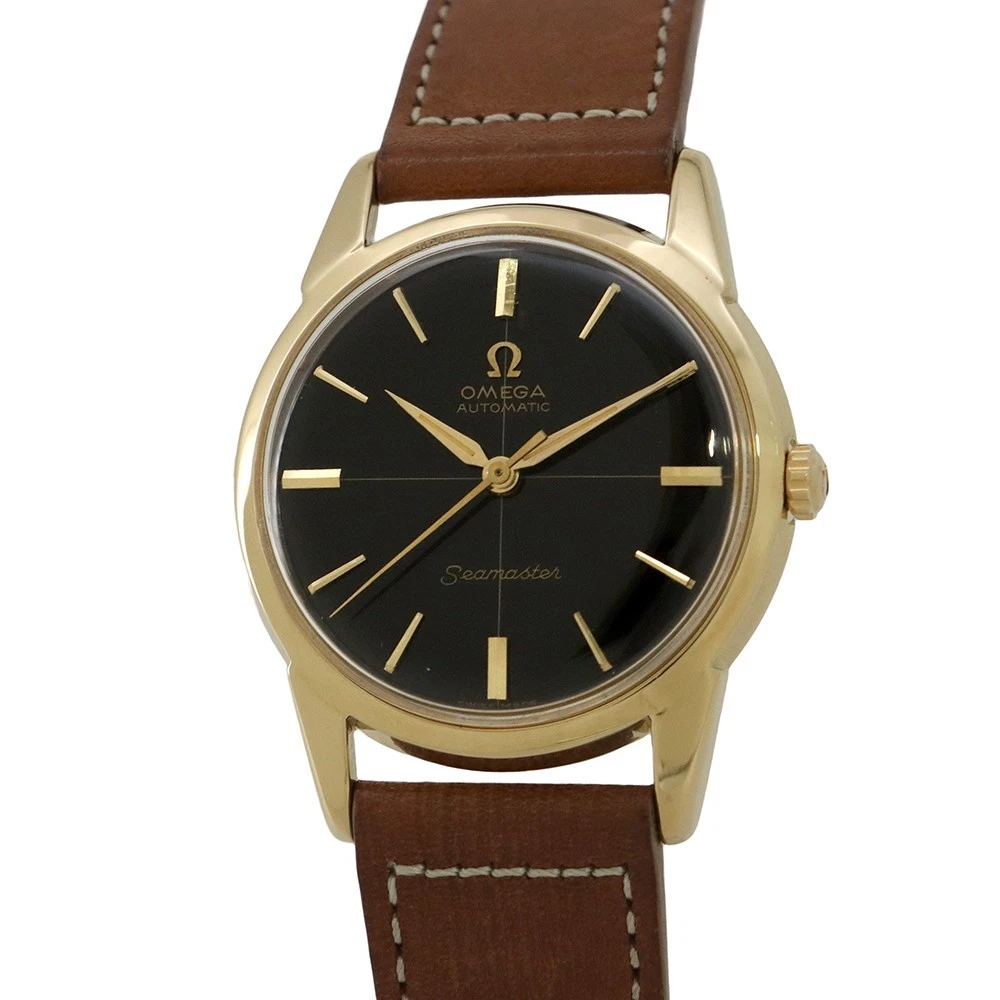 Omega — OMEGA Seamaster 33mm K18YG/Leather Black Dial 14704-3SC