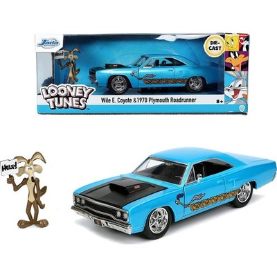 Jada Toys 253255028 Toons Road Runner Plymouth 1:24 Scale Die-Cast with Willy Th