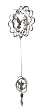 3D SS Wind Spinner Set Mirror Stainless 6.5"  4" Hummingbird with Crystal Prism