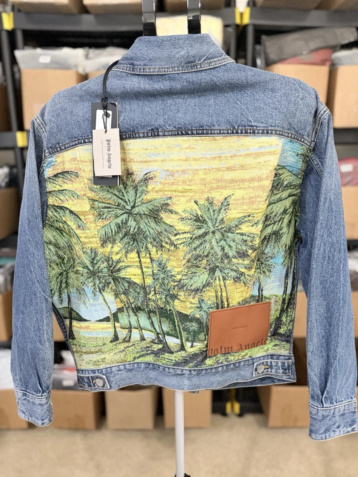 Palm Angels Palms Sunrise Denim Jacket Cobalt Blue XS Oversized NWT $1170 image 8