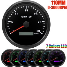 110MM Black Tachometer 0-3000RPM With Hourmeter Gauge Waterproof for Boat Car