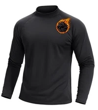  Mens Thermal Fleece Shirt Mock Turtle Neck Base Layer Long Large 01 Black