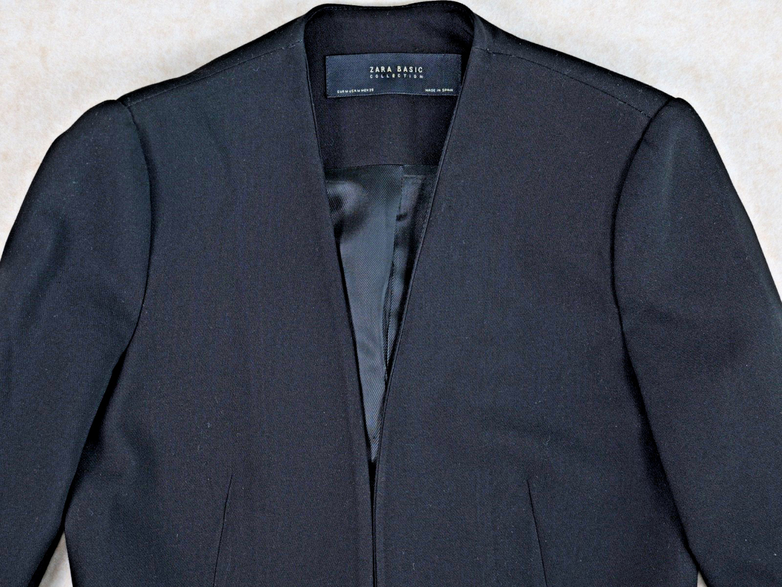 ZARA Basic Collection Black Collarless Blazer Wom… - image 2