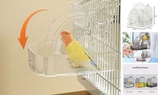 Bird Bath for Cage with Pull-Out Drawer, Clear Acrylic Parakeet Bath Box white