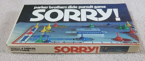 Vintage 1972 Sorry Board Game By Parker Brothers Complete Excellent Condition