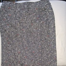 Lafayette 148 New York Black White Tweed Wool Pencil Skirt Women's Zip Knee