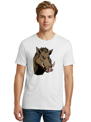Wild-Boar-Head-3 Mens Graphic Tee, 100% Cotton, Casual Summer Wear