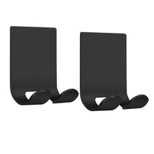 Razor Holder Shaver Hook Hanger Stand 2 Adhesive Towel Hooks, Black