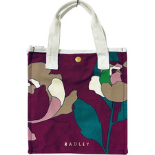 RADLEY Bag Small Cranberry Red Canvas Small Open Top Grab Bag - Abstract Rose