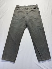 Dickies Pants Mens 36x33 Green Canvas Carpenter Relaxed Hammer Loop Workwear