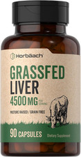 Grass Fed Beef Liver Supplement 4500mg, 90 Count Pasture Raised Non-GMO Horbaach