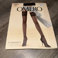Omero Superb 20 Stay-Up Thigh Highs Black L Italy Style 112651 Sheer Lace