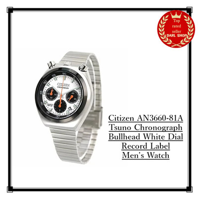 Citizen AN3660-81A Tsuno Chronograph Bullhead White Dial Record Label Herrenuhr