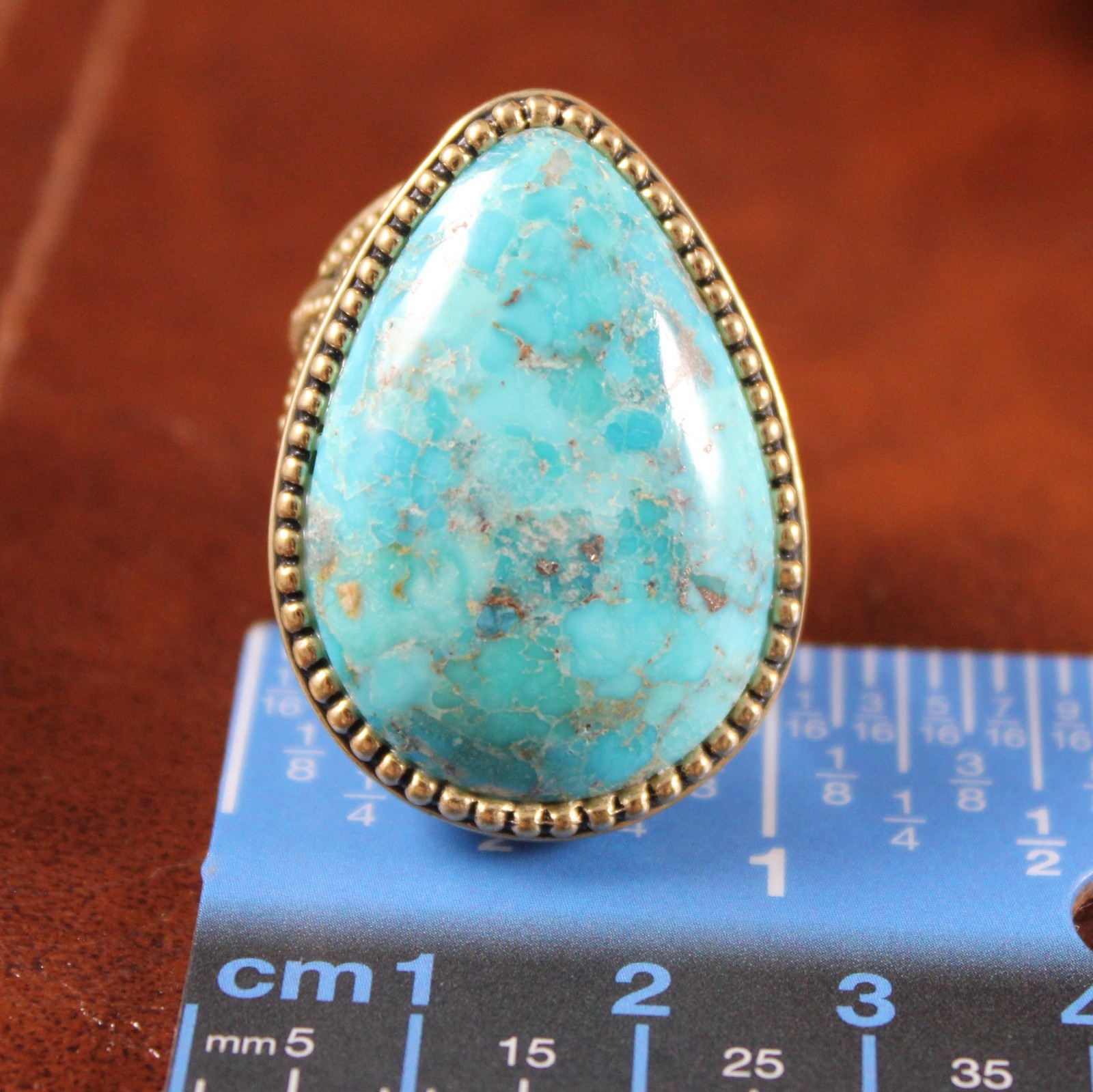 BARSE Teardrop Turquoise Openwork Statement BRONZ… - image 5