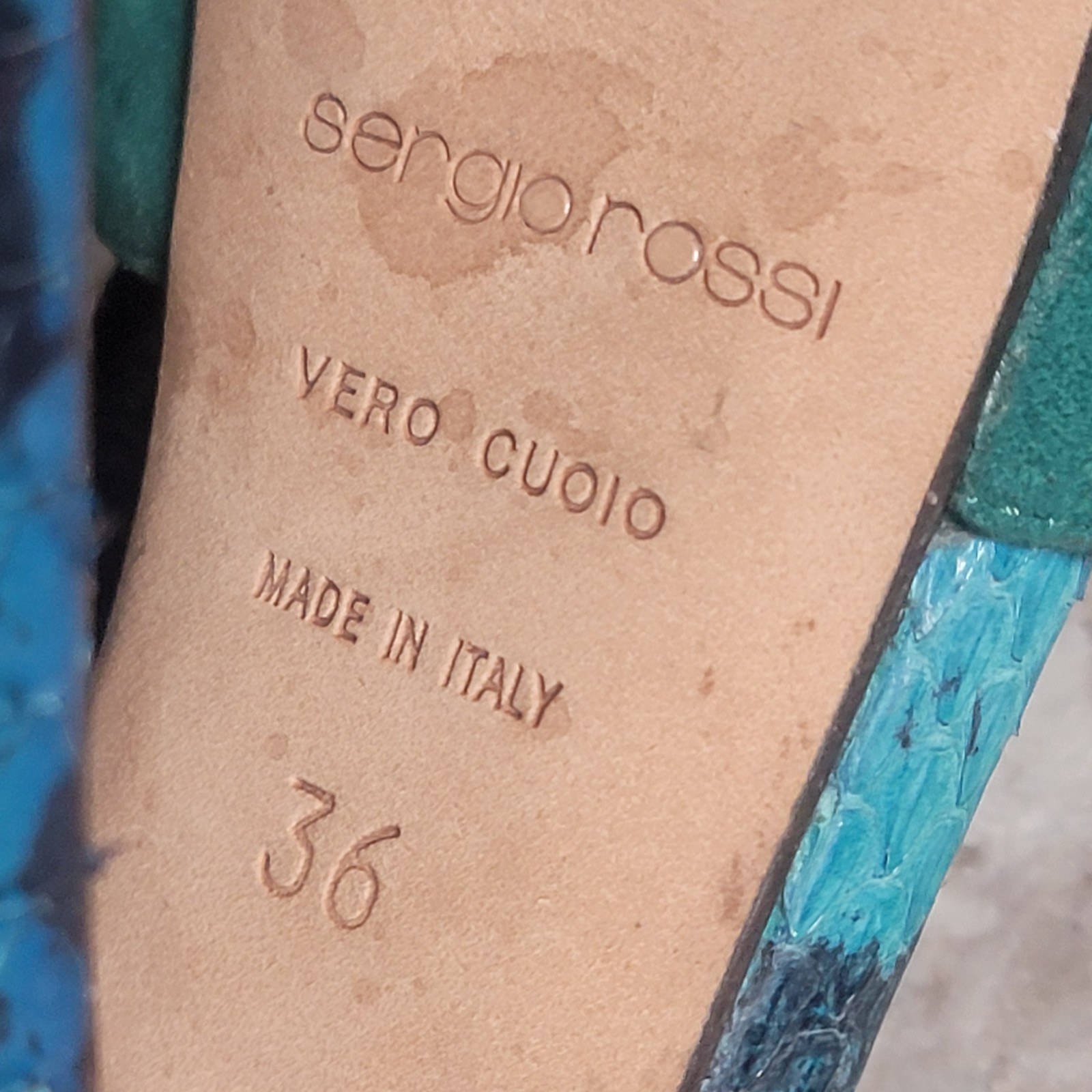 Sergio Rossi Elaphe Suede Python Snake Leather Pl… - image 7