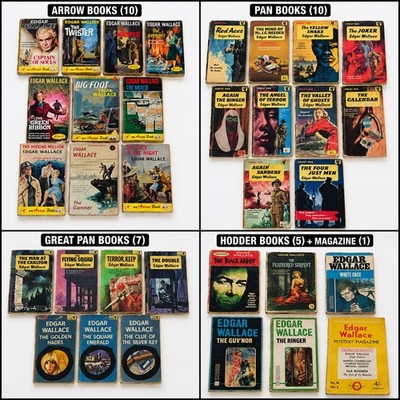 33 Vintage Edgar Wallace Books Lot Pan Arrow Hodder Crime Mystery 1950s-60s