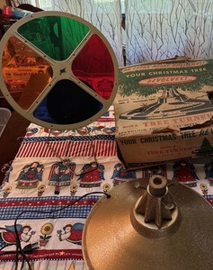 Vintage revolving Tree Stand And Color Wheel, In Working Condition Used