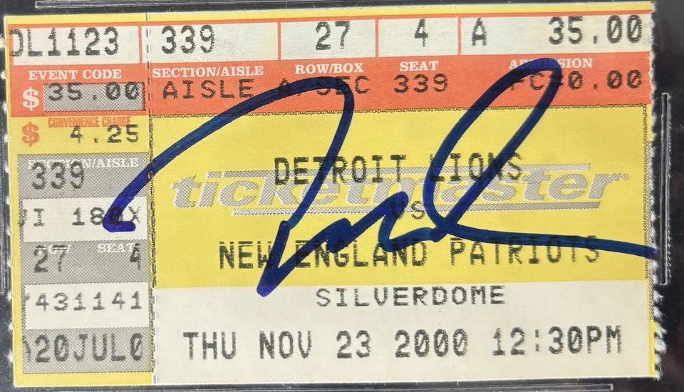 Boleto de debut firmado por Tom Brady 2000 Beckett grado 9/10 autógrafo Fanatics Witness Foto 4 de 4