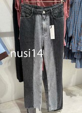 ZARA NEW WOMAN Z1975 WIDE LEG HIGH WAIST COMBINED JEANS PANT GREY 1889/156/802