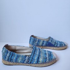 Sam Edelman Khloe Woven Raffia Espadrille Slip On Shoes Blue Womens Size 8M