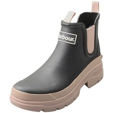 Barbour Nimbus Womens Wellington Boots in Dusky Grey Gardenia Pink - 10 US