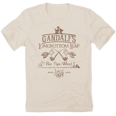 Gandalf the Grey White Wizard Shire Longbottom Leaf Tobacco Pipe Weed T Shirt