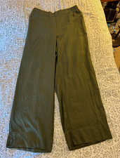ZARA Women s Green Wide-Leg Linen/Viscose Pul...