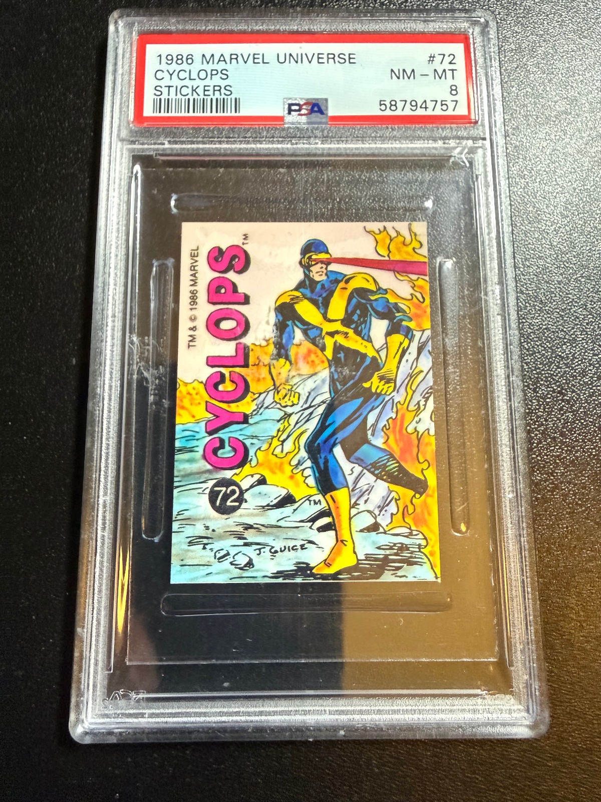 1986 Marvel Universe Stickers #72 Cyclops PSA 8 X-Men MCU movie coming