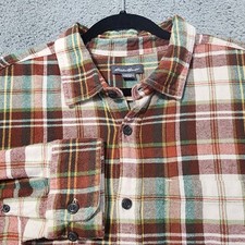 Eddie Bauer Flannel Shirt Men  s XL Red Plaid Button Up Long Sleeve