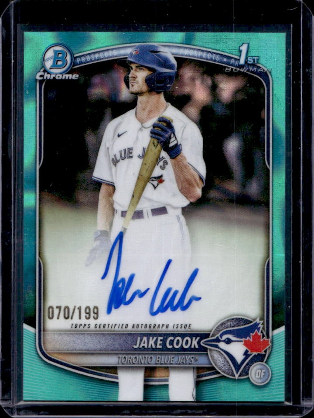 2025 Bowman Draft Jake Cook Chrome Auto Aqua Lava Refractor 1st #/199 Blue Jays