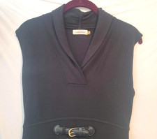 Calvin Klein Sweater Dress Womens Medium Sleeveless Knit V Neck Classic Chic