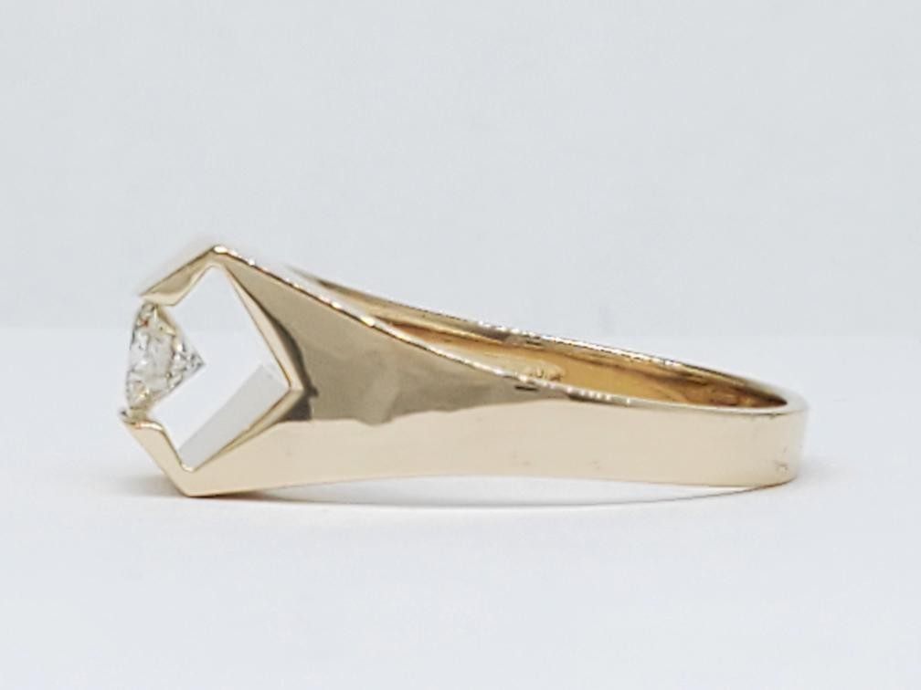 Diamond Solitaire 14K Solid Yellow Gold Ring Size… - image 4