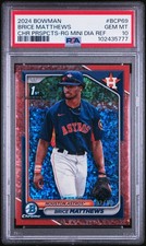 2024 BOWMAN CHROME BRICE MATTHEWS 1ST BOWMAN RG MINI DIAMOND /10 PSA 10  *POP 1*