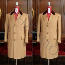 Camel Cashmere Men's Overcoat Winter Formal Business Long Jacket Tuxedos Coats