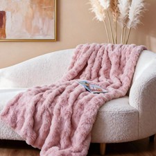 Faux Fur Throw Blanket, Ultra Soft Fuzzy Blanket for Couch or Bed, 50 x 60 In...