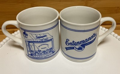 2 Vintage Entenmanns Coffee Mugs 1898 Bakery / Horse Vintage Design Ceramic Cup