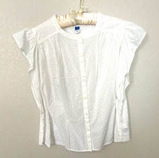 Old Navy Womens White Solid Woven Cotton Butt...