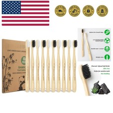 14 Pack Bamboo Toothbrushes - Soft Charcoal Bristles, Eco-Friendly  Biodegrad..