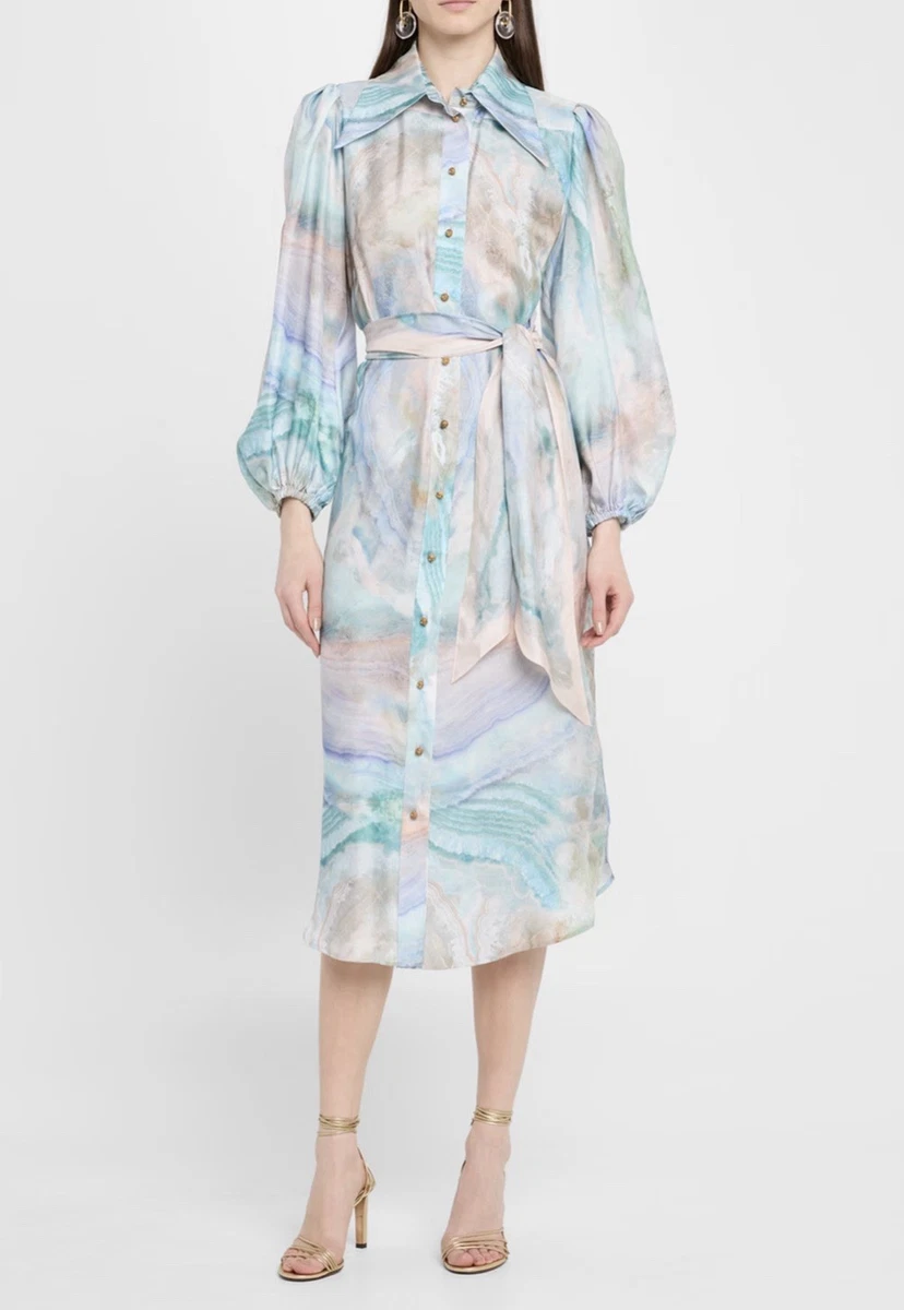 silk shirt dress ebay Perspective Green Silk Shirt Dress Long Sleeve Button Belt Knee Length S