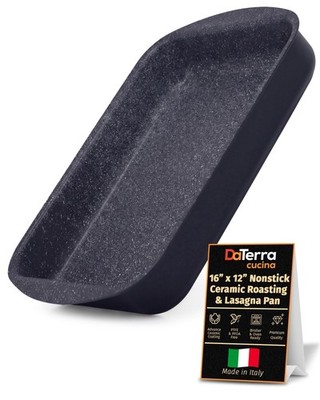 DaTerra Cucina Nonstick Roasting & Lasagna Pan   16''x12''x3'', Ceramic-Coate