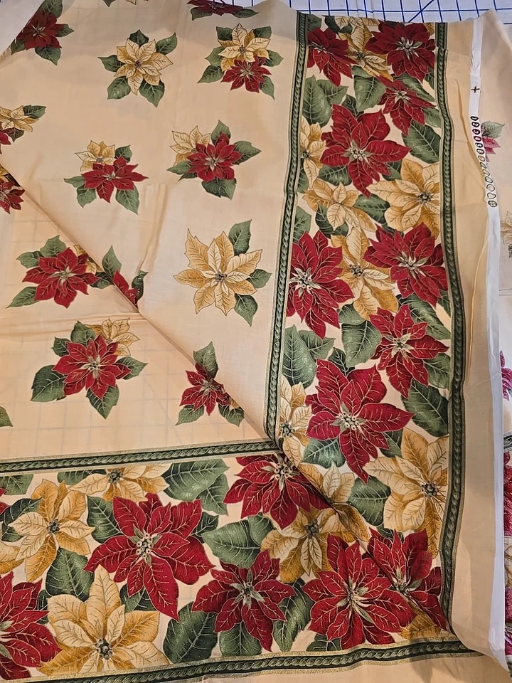 Christmas Poinsettia Decorative Fabric Border Print Fabric, Cranston VIP,... - Image 2 of 4