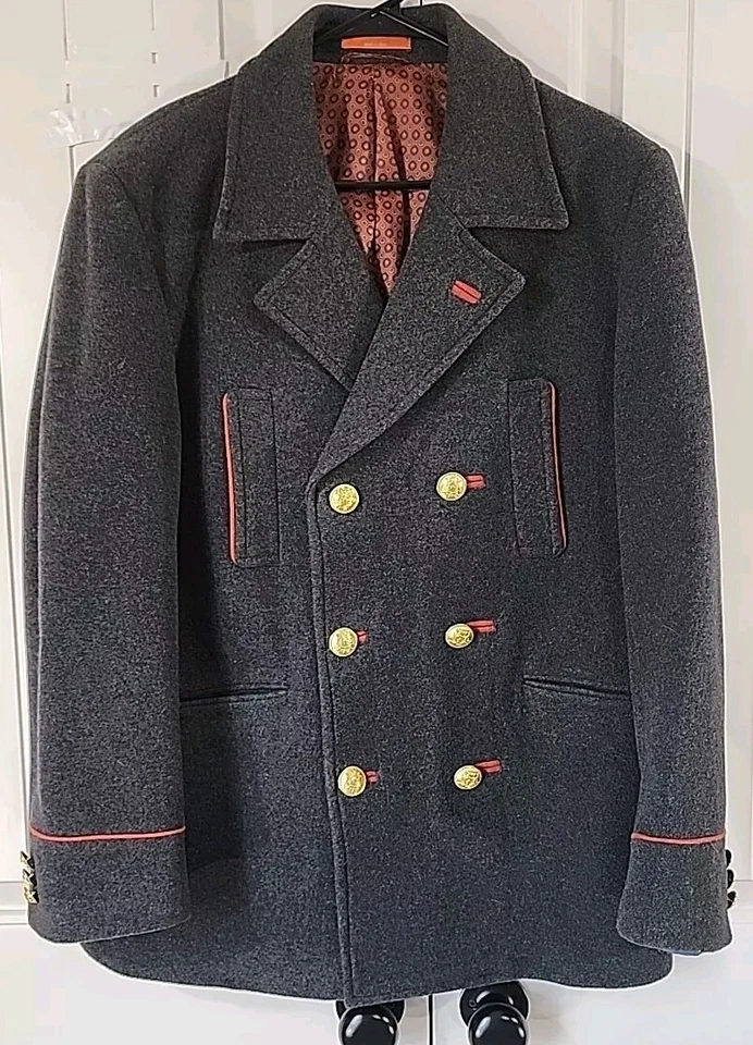 Chaquetón de lana gris Tallia para hombre botones dorados borde naranja talla M muy único elegante Foto 2 de 4