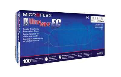 *100-Gloves* Microflex Ultra Sense EC PF Nitrile Medium Blue USE-880-M