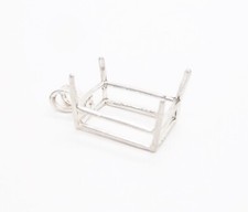 Sterling Silver Basket Pendant Rectangular Prongs Mounting Split Bail ... B120