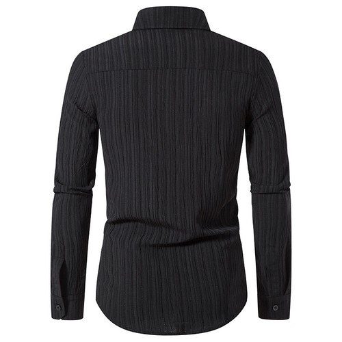 Spring Men's Striped Lapel Button Down Casual Slim Long-Sleeved Shirt Cardigan - Bild 11 von 20