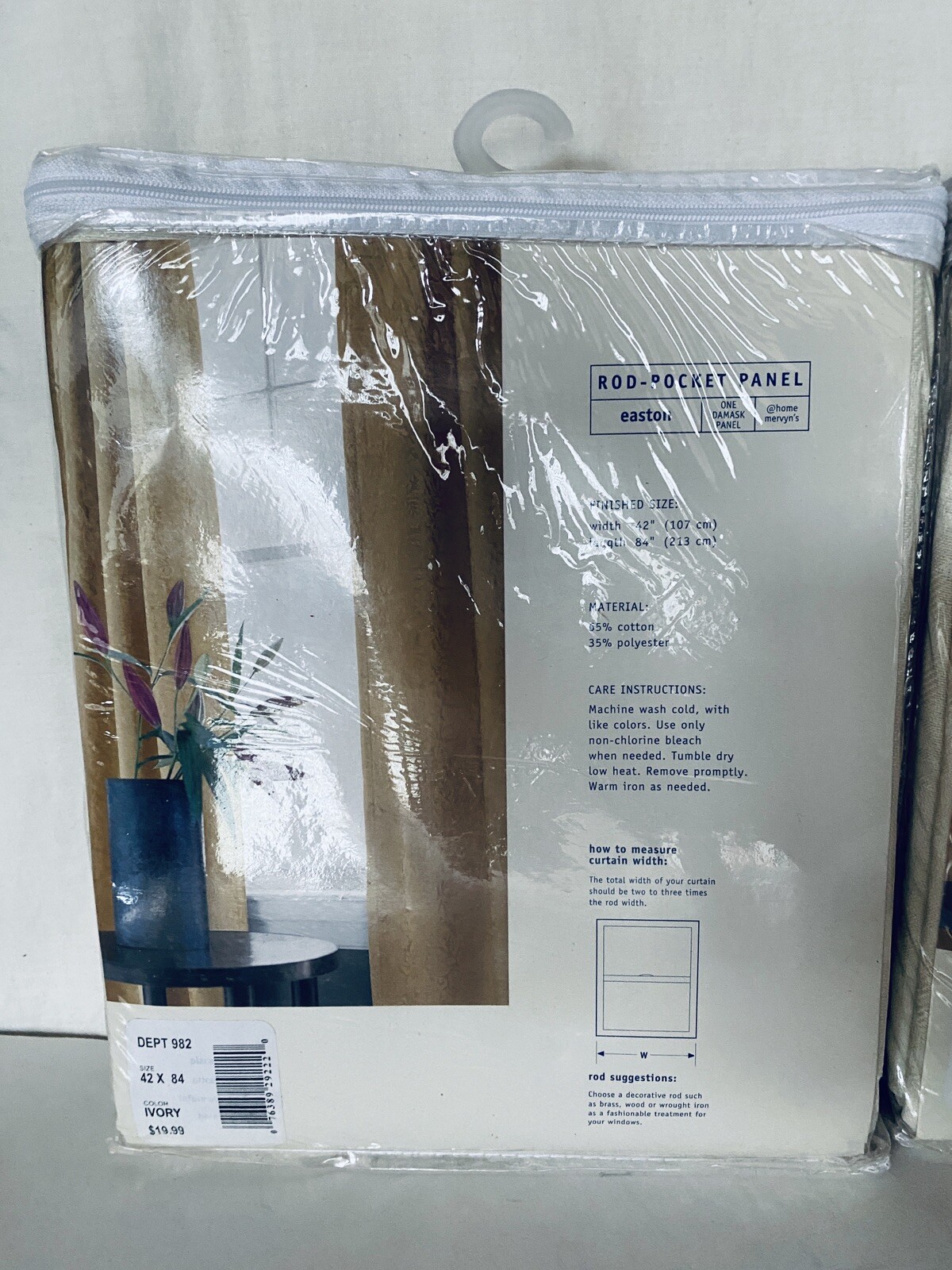 2 New Two Rod Pocket Curtain Panel Off White Floral 84"L x 42"W  Home Mervyn's thumbnail 4