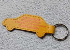 NOVELTY CAR SHAPED RED FOIL PRINTED LEATHER ENGLISH KEYRING MOTOR SALVAGE RESCUE